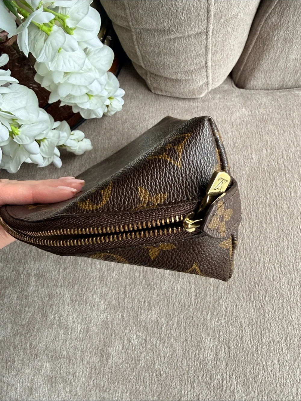 Louis Vuitton Brown Monogram Dome Toiletry Pouch Large GM Size Authentic